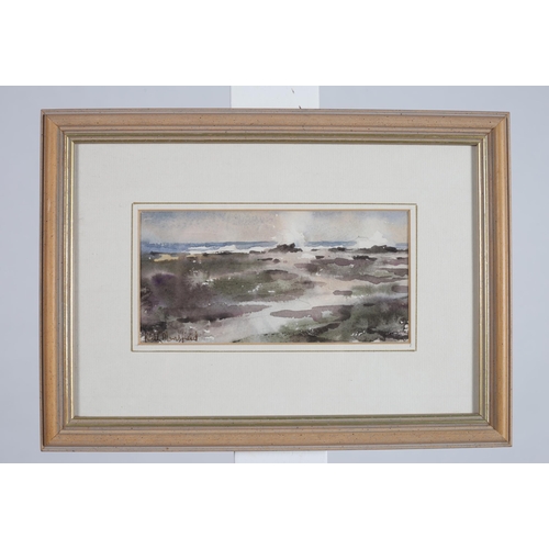 242 - KEITH MANSFIELD 
Seascape
Watercolour
Signed lower left
8cm (h) x 17cm (w) 
KEITH MANSFIELD
Mountain... 