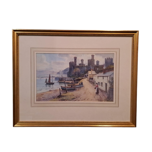 690 - WARREN WILLIAMS
Harbour Scene with Village and Figures
Watercolour
Signed lower right
ELEANOR O'DONN... 