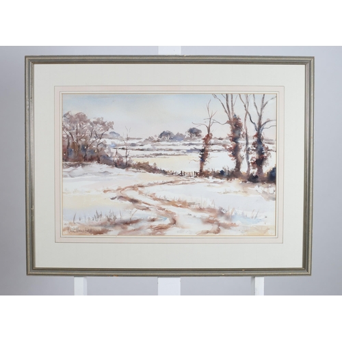 694 - KEITH MANSFIELD
Winter Fields near Tully Cross Co. Dublin 
Watercolour
Signed lower left 
Inscribed ... 