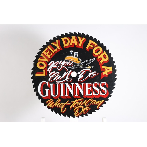 769 - A METAL GUINNESS SIGN in the form of a circular saw inscribed 'Lovely Day for a Guinness'
66cm (d)