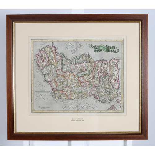 774 - GERARD MERCATOR (1606)
Irlandiae Regnum
A hand coloured framed map 
35cm (h) x 43cm (w)