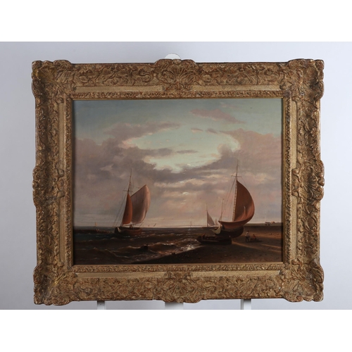 123 - ABRAHAM HULK (SNR.) DUTCH SCHOOL, 1813 - 1897
Fishing Boats on a Shore with Figures
Oil on canvas
Si... 