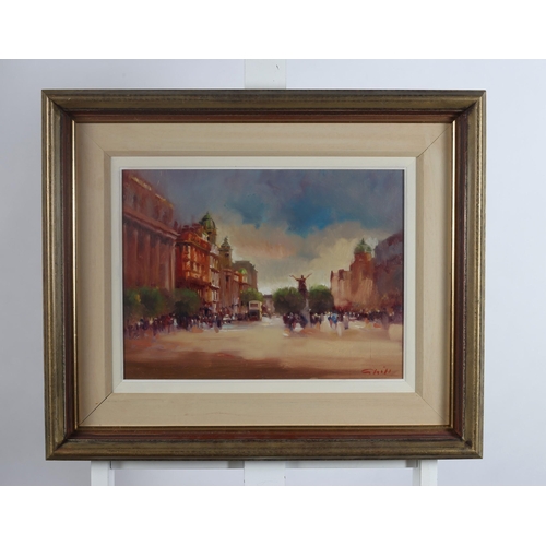 128 - PATRICK CAHILL
'Big Jim' O'Connell Street Dublin 
Oil on panel 
Signed lower right
Inscribed verso
2... 