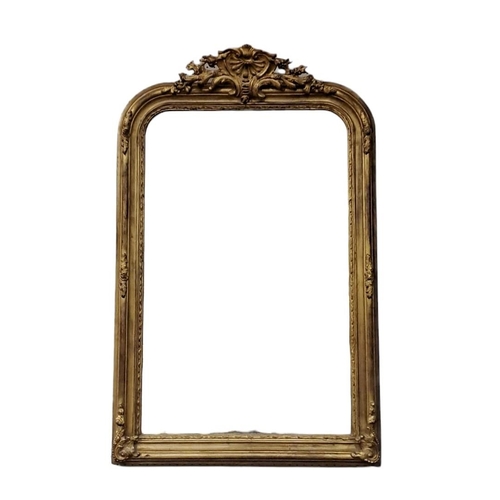 134 - A CONTINENTAL GILT FRAME MIRROR the rectangular bevelled glass plate within a moulded frame with pie... 