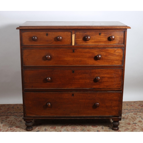 209 - A 19TH CENTURY MAHOGANY CHEST of rectangular outline the shaped top above two short and three long g... 