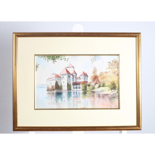 245 - LEON O'KENNEDY
Castle Scene by a River
Watercolour
Signed lower right, dated 1950
26cm (h) x 41cm (w... 