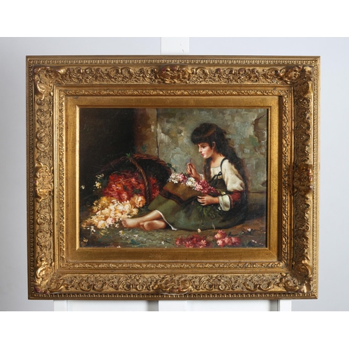 257 - THE FLOWER SELLERS  
Oil on canvas
28cm (h) x 38cm (w)