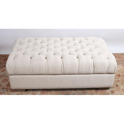 271 - A VICTORIAN DESIGN UPHOLSTERED STOOL the rectangular deep buttoned upholstered seat on moulded legs
... 