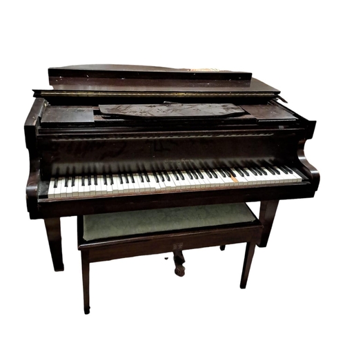 288 - A CRANE AND SONS MAHOGANY CASED BABY GRAND PIANO (AF) 98cm (h) x 133cm (w) x 136cm (d) together with... 