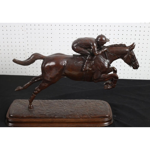 502 - WILLIAM NEWTON 
A bronze sculpture, 
The Race,
Signed W. Newtown 
Raised on hardwood stand, dated '8... 