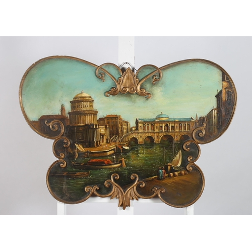 595 - A VIEW OF VENICE IN A SHAPED GILT FRAME
Oil on panel 53cm x 67cm