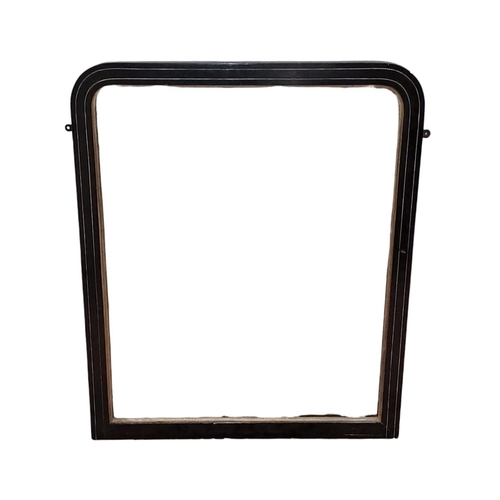 670 - A 19TH CENTURY EBONISED AND GILT FRAME MIRROR the rectangular plate within a moulded frame 
92cm (h)... 