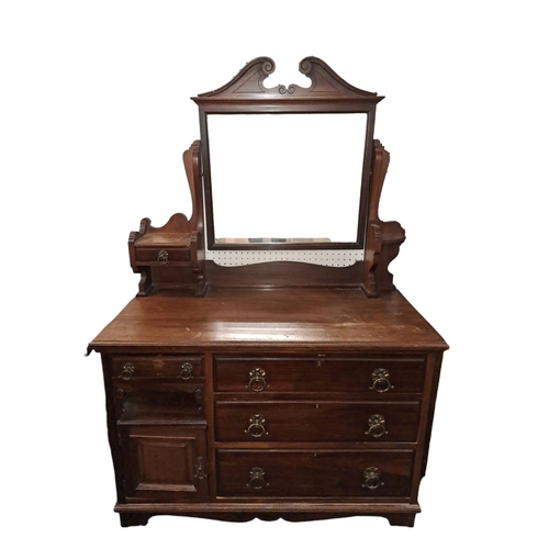 757 - A THREE PIECE EDWARDIAN MAHOGANY BEDROOM SUITE by Thomas Turner Manchester comprising a three door w... 