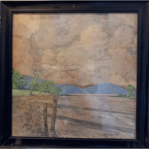 130 - PAUL HENRY MOUNTAIN LAKE SCENE  a colour print, signed lower right 52cm x 52cm