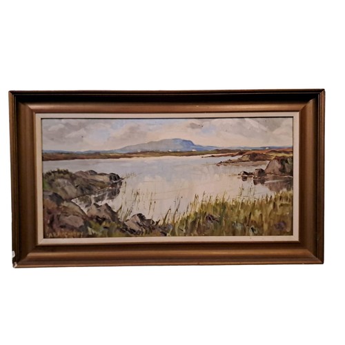 687 - A.R. MC CARTHY
Errisbeg Roundstone 
Oil on board 
Signed lower left
Bears label verso 
38cm (h) x 59... 