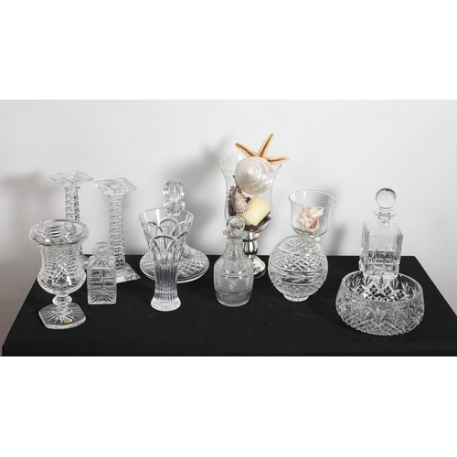 544 - A MISCELLANEOUS COLLECTION OF GLASSWARE to include a hobnail cut bowl, a ruby glass vase, a pair of ... 