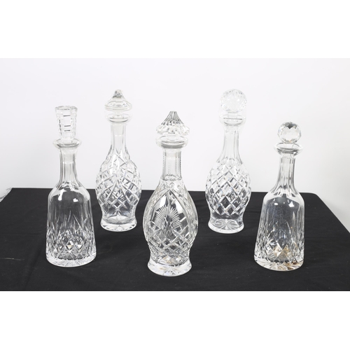 123 - FIVE WATERFORD CUT GLASS DECANTERS with stoppers (5)