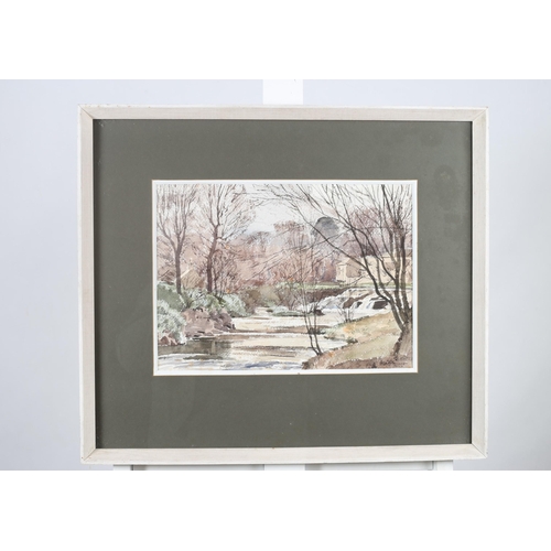 147 - TOM NISBET (R.H.A.)
River Dodder
Watercolour
Signed lower right
Inscribed verso
28cm (h) x 37cm (w)