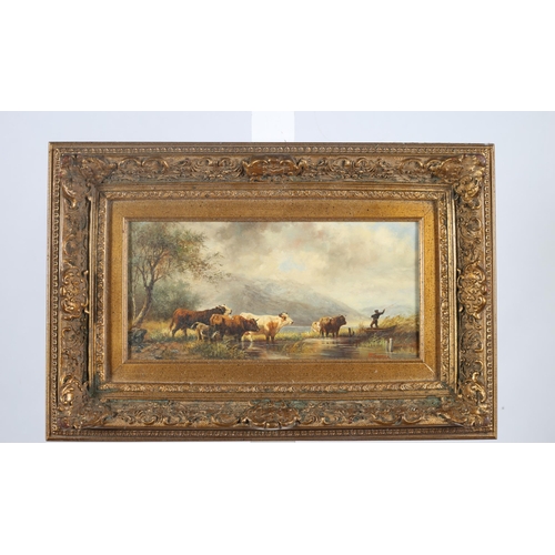 149 - H. GRAHMANE 
Mountain Scene with Cattle by a Pool 
Oil on board
Signed lower right
18cm (h) x 38cm (... 