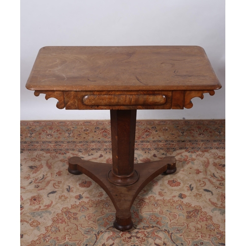 191 - A 19TH CENTURY MAHOGANY OCCASIONAL TABLE of rectangular outline the shaped top with frieze drawer ab... 