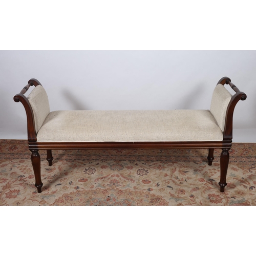 211 - A GEORGIAN DESIGN MAHOGANY AND UPHOLSTERED STOOL the rectangular upholstered seat with upholstered e... 