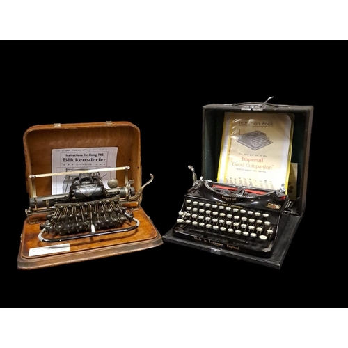 284 - A VINTAGE IMPERIAL GOOD COMPANION TYPEWRITER in case in working condition c.1938 (2), a c.1920s Blic... 