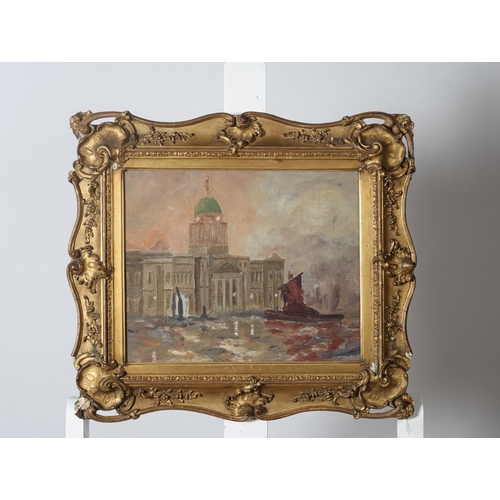 291 - IRISH SCHOOL
View of Customs House
Oil on board
26cm (h) x 32cm (w)