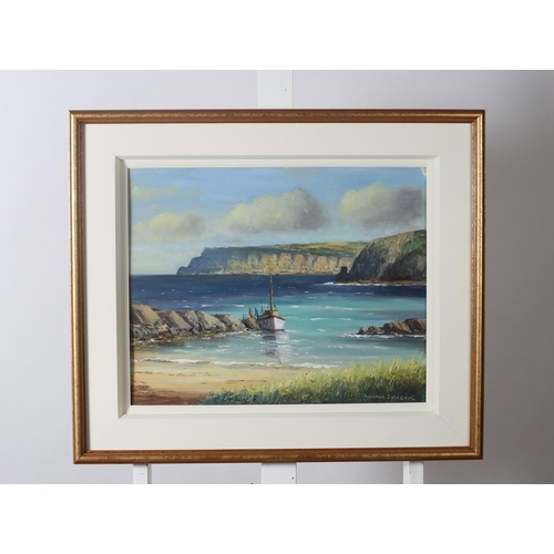 314 - NORMAN J. MCCAIG 
Cushendun Bay 
Oil on canvas board
Signed lower right 
39cm (h) x 49cm (w)