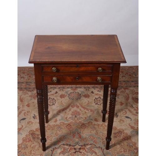 330 - A 19TH CENTURY MAHOGANY WRITING TABLE the rectangular hinged lid containing a baize lined interior w... 