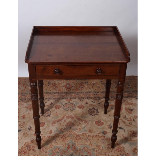 332 - A 19TH CENTURY MAHOGANY SIDE TABLE of rectangular outline the shaped top with moulded three quarter ... 