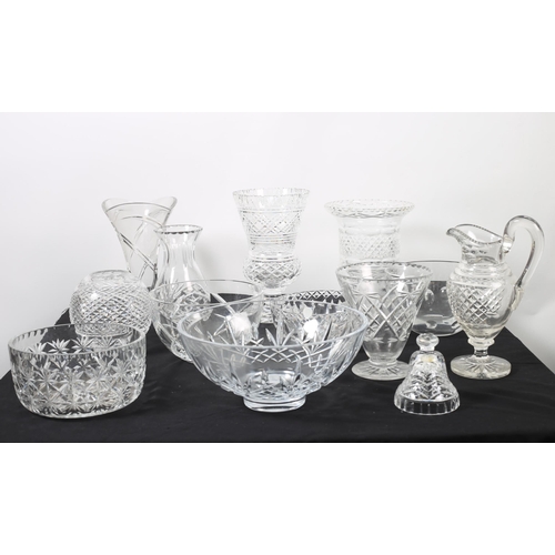 400 - A LARGE COLLECTION OF GLASSWARE to include candlesticks, vases, etc.