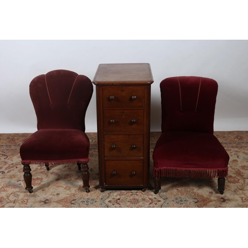 403 - A VICTORIAN MAHOGANY CHEST of rectangular outline the shaped top above four long graduated drawers w... 