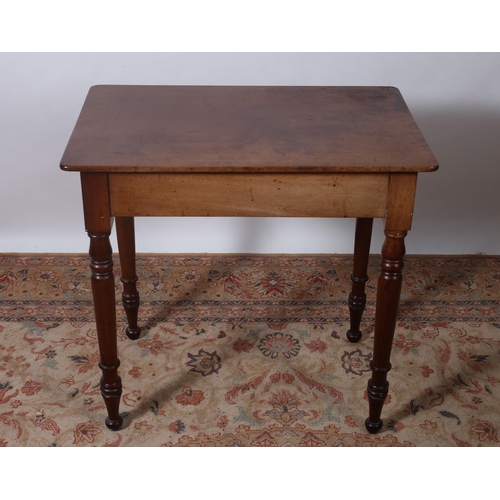 448 - A 19TH CENTURY MAHOGANY OCCASIONAL TABLE of rectangular outline the shaped top above a moulded friez... 