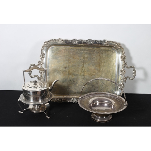 483 - A MISCELLANEOUS COLLECTION to include a 19th century silver plated engraved two handle serving tray ... 