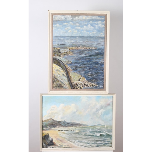 518 - C.D. THACKABERRY
Killiney Strand
42cm (h) x 58cm (w) 
View of Killiney Bay and Sorrento Terrace
Oil ... 