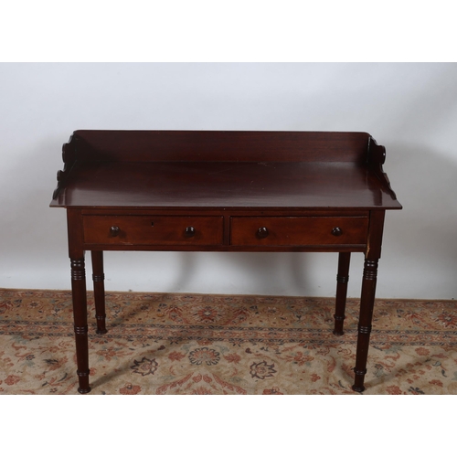 71 - A 19TH CENTURY MAHOGANY SIDE TABLE of rectangular outline the shaped top with moulded three quarter ... 