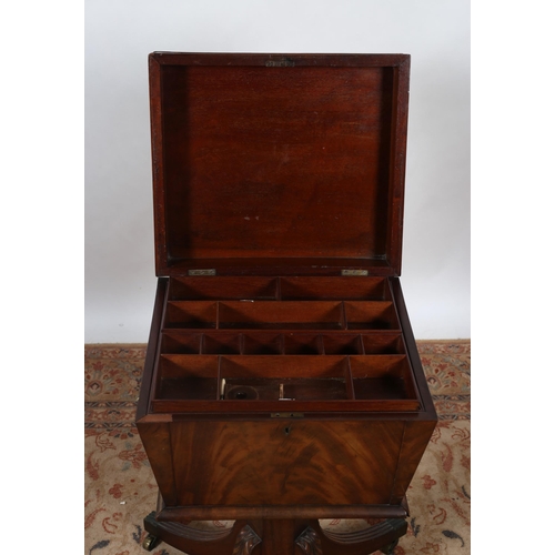 9 - A REGENCY MAHOGANY WORK BOX of rectangular outline the hinged lid containing two removable tray comp... 