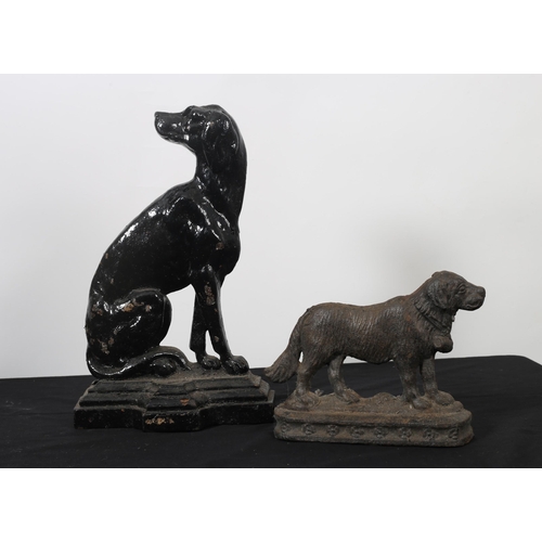 98 - TWO 19TH CENTURY CAST IRON DOOR STOPS each modelled as a dog (2) 
The larger 38cm (h) 
The smaller 3... 