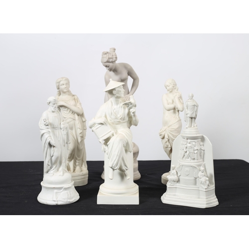 99 - A COLLECTION OF PARIAN WARE AND BISQUE FIGURES to include a vintage Royal Worcester L'Oiseau (The Bi... 