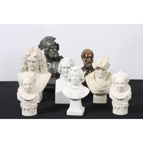 198 - A COLLECTION OF BISQUE AND PARIAN WARE HEAD AND SHOULDER BUSTS to include four Bisque examples model... 