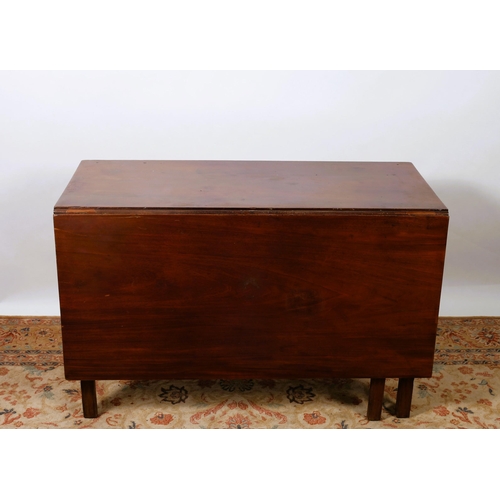 793 - A 19TH CENTURY MAHOGANY SINGLE DROP LEAF TABLE of rectangular outline with hinged leaf on moulded le... 