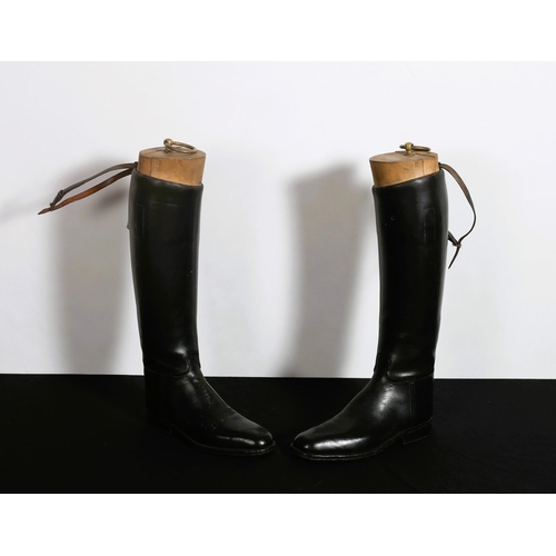 156 - A PAIR OF LEATHER RIDING BOOTS with boot trees