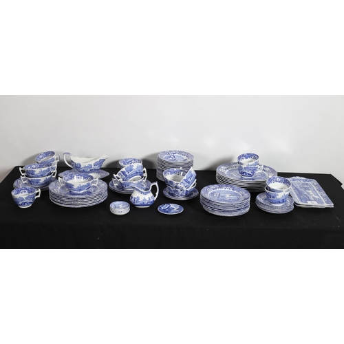 166 - AN EIGHTY ONE PIECE SPODE ITALIAN PATTERN BLUE AND WHITE DINNER AND TEA SERVICE