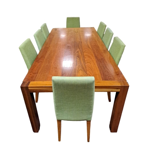 236 - A CHERRYWOOD NINE PIECE DINING ROOM SUITE comprising eight dining chairs each with an upholstered ba... 