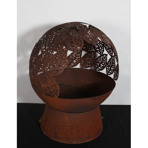 331 - A GLOBE FIREPIT with foliate decoration 
60cm (h) x 19cm (w)