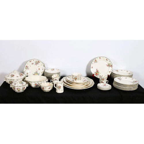 339 - A SIXTY THREE PIECE ROYAL DOULTON OLD LEEDS SPRAYS PATTERN SERVICE the ivory ground with ribbon tied... 