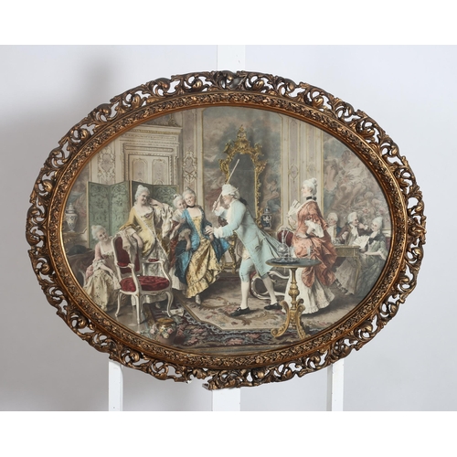 368 - CONTINENTAL SCHOOL
Interior Scenes
Oval prints in ornate gilt frames
A pair
Each 52cm (h) x 66cm (w)