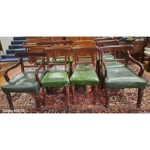 421 - A HARLEQUIN SET OF TWELVE 19TH CENTURY MAHOGANY DINING CHAIRS, including a pair of elbow chairs, eac... 