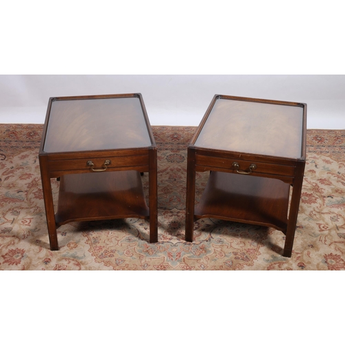 459 - A PAIR OF GEORGIAN STYLE MAHOGANY END TABLES each of rectangular outline with dish top and frieze dr... 