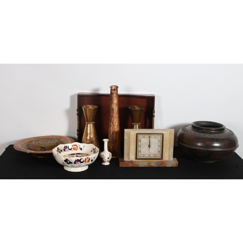 518 - A MISCELLANEOUS COLLECTION to include a mason's ironstone bowl, a pair of vintage copper vases, an a... 